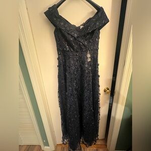 Xscape One Shoulder Dress in Deep Blue